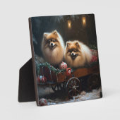 ポメラニア犬スノウリースレイクリスマスデコール フォトプラーク (正面)