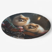 ポメラニア犬スノウリースレイクリスマスデコール ペーパープレート (アングル)