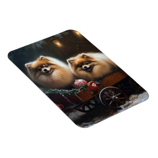 ポメラニア犬スノウリースレイクリスマスデコール マグネット (右側)