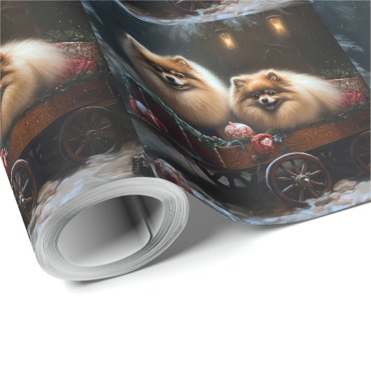 ポメラニア犬スノウリースレイクリスマスデコール ラッピングペーパー (ロールコーナー)