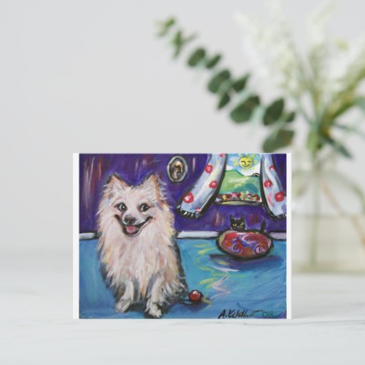 ポメラニア犬スマイル ポストカード (スタンド正面)