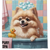 ポメラニア犬スロッピースイリーキュートおもしろい シャワーカーテン (正面)
