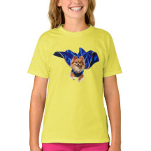 ポメラニア犬スーパーヒーローキッドTシャツ