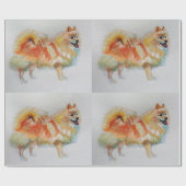 ポメラニア犬ドイツのスピッツドッグウォーターカラーラッピング ラッピングペーパー (フラット)