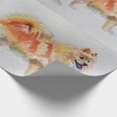 ポメラニア犬ドイツのスピッツドッグウォーターカラーラッピング ラッピングペーパー (角)