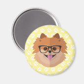 ポメラニア犬ドッグおたく眼鏡 |かわいいヒップスターギフト マグネット (正面/裏面)