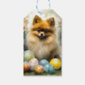 ポメラニア犬ドッグとイースターエッグホリデイ ギフトタグ (正面)