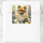 ポメラニア犬ドッグとイースターエッグホリデイ スクエアシール (バッグ)