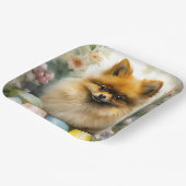 ポメラニア犬ドッグとイースターエッグホリデイ ペーパープレート (傾斜あり)