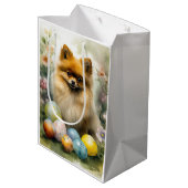 ポメラニア犬ドッグとイースターエッグホリデイ ミディアムペーパーバッグ (裏面アングル)
