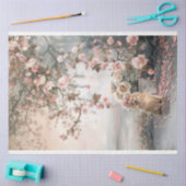 ポメラニア犬ドッグとドリーミーフローラアート 薄葉紙 (クラフト)