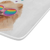 ポメラニア犬ドッグとハートバレンタインデー カッティングボード (角)