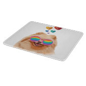 ポメラニア犬ドッグとハートバレンタインデー カッティングボード (角)