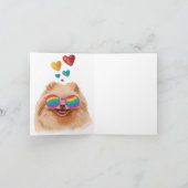 ポメラニア犬ドッグとハートバレンタインデー カード (内部)