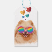 ポメラニア犬ドッグとハートバレンタインデー ギフトタグ (正面)