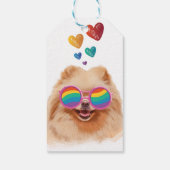 ポメラニア犬ドッグとハートバレンタインデー ギフトタグ (裏面)