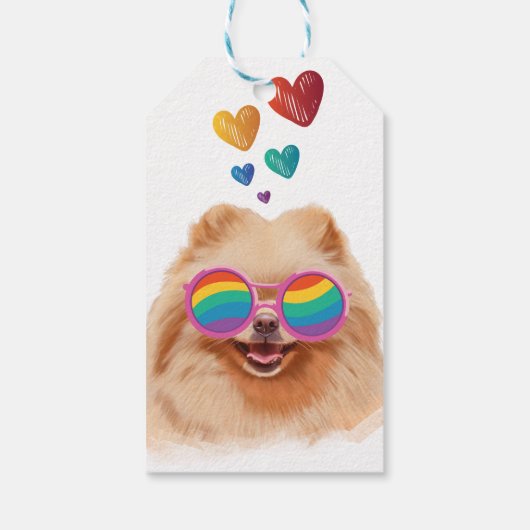 ポメラニア犬ドッグとハートバレンタインデー ギフトタグ (裏面)