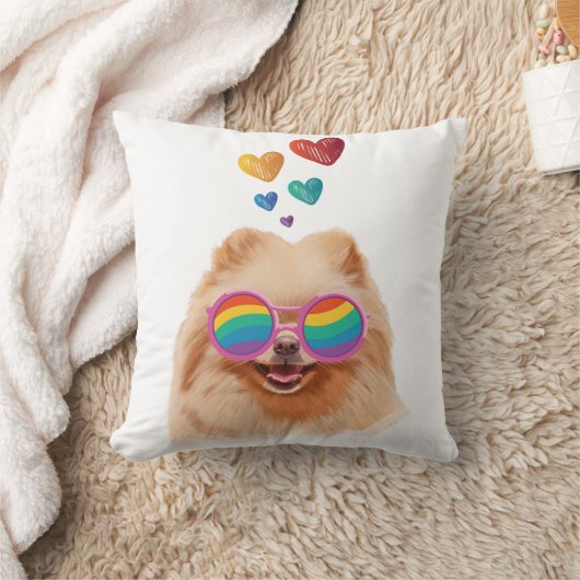 ポメラニア犬ドッグとハートバレンタインデー クッション (ブランケット)