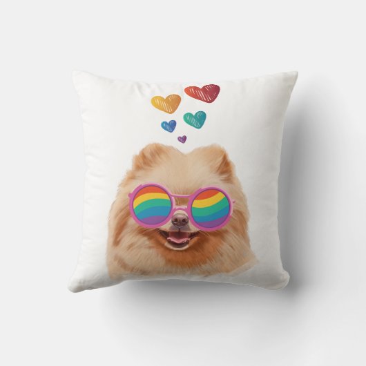 ポメラニア犬ドッグとハートバレンタインデー クッション (裏面)