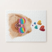 ポメラニア犬ドッグとハートバレンタインデー ジグソーパズル (横)