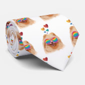 ポメラニア犬ドッグとハートバレンタインデー ネクタイ (ロール)