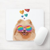 ポメラニア犬ドッグとハートバレンタインデー マウスパッド (マウス)