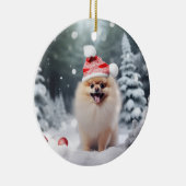 ポメラニア犬ドッグのクリスマス記念品 セラミックオーナメント (右)