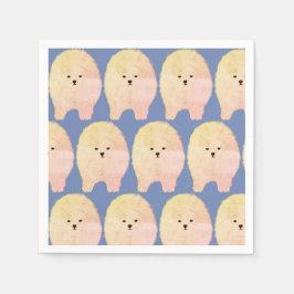 ポメラニア犬ドッグふわふわのペットカスタムペーパナプキン スタンダードカクテルナプキン