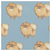 ポメラニア犬ドッグアート生地 ファブリック (クローズアップ)