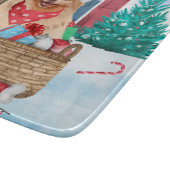 ポメラニア犬ドッグインスノークリスマスドッグ カッティングボード (角)