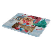 ポメラニア犬ドッグインスノークリスマスドッグ カッティングボード (角)