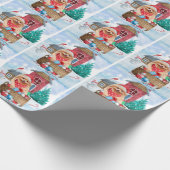 ポメラニア犬ドッグインスノークリスマスドッグ ラッピングペーパー (角)