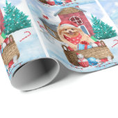 ポメラニア犬ドッグインスノークリスマスドッグ ラッピングペーパー (ロールコーナー)