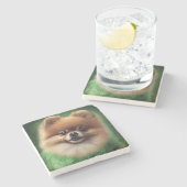 ポメラニア犬ドッグインセントパトリックのデイドレス ストーンコースター (横)