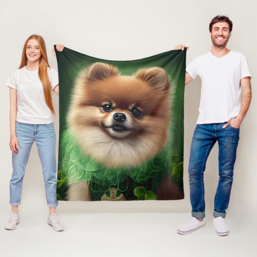 ポメラニア犬ドッグインセントパトリックのデイドレス フリースブランケット (インサイチュ)