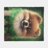 ポメラニア犬ドッグインセントパトリックのデイドレス フリースブランケット (正面(横))