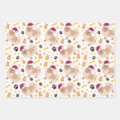 ポメラニア犬ドッグクリスマスとサンタハット ラッピングペーパーシート (正面3)