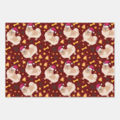 ポメラニア犬ドッグクリスマスとサンタハット ラッピングペーパーシート (正面2)