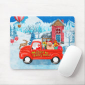 ポメラニア犬ドッグクリスマスデリバリートラック雪 マウスパッド (マウス)