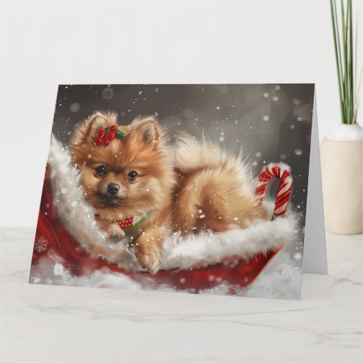 ポメラニア犬ドッグクリスマスフェスティバル カード (正面)