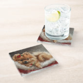 ポメラニア犬ドッグクリスマスフェスティバル ガラスコースター (アングル)