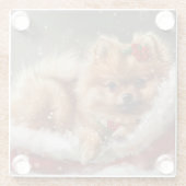 ポメラニア犬ドッグクリスマスフェスティバル ガラスコースター (裏面)