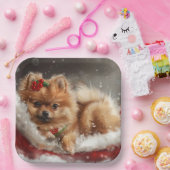ポメラニア犬ドッグクリスマスフェスティバル ペーパープレート (パーティー)