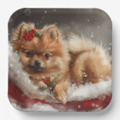 ポメラニア犬ドッグクリスマスフェスティバル ペーパープレート (正面)