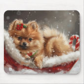 ポメラニア犬ドッグクリスマスフェスティバル マウスパッド (正面)
