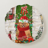 ポメラニア犬ドッグクリスマス ラウンドクッション (裏面)