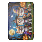 ポメラニア犬ドッグズパンプキンハロウィンおもしろい バスマット (正面縦)