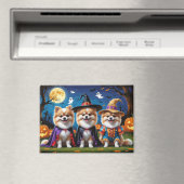 ポメラニア犬ドッグズパンプキンハロウィンおもしろい マグネット (インサイチュ (食洗機))