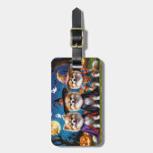 ポメラニア犬ドッグズパンプキンハロウィンおもしろい ラゲッジタグ (正面縦)