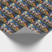 ポメラニア犬ドッグズパンプキンハロウィンおもしろい ラッピングペーパー (角)